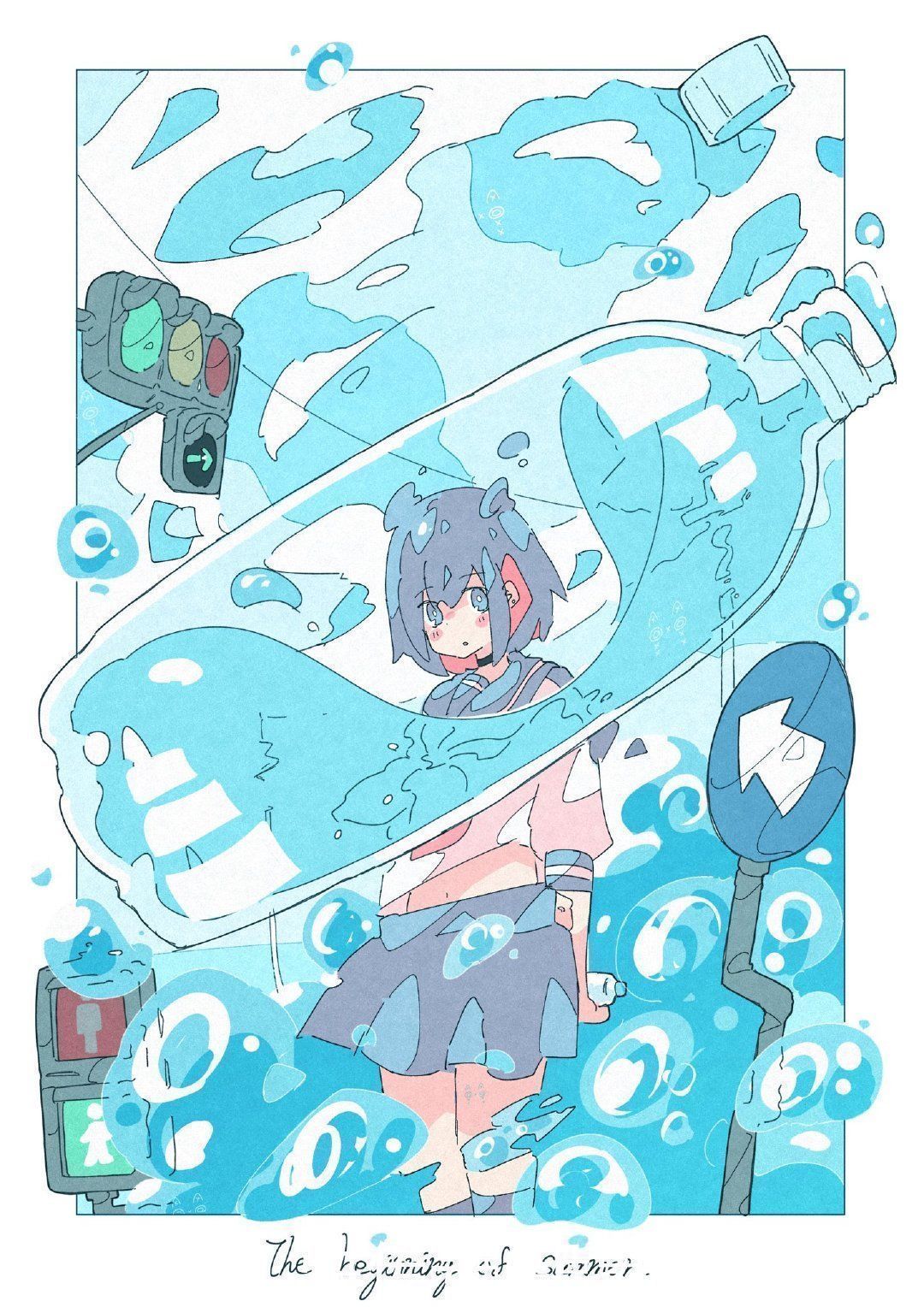 jiojio#可爱到犯规的二次元插画,配色也太温柔了吧