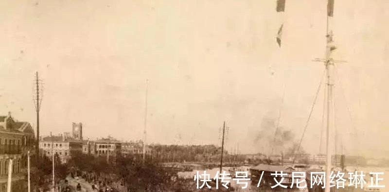 黄浦江|1880年上海沿街建筑老照片，外白渡桥与远眺苏州河口和外滩