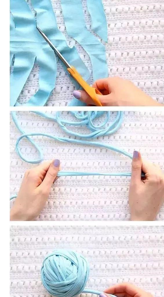 变废为宝小手工,学会了,家里T恤剪一下,钩出很好好用的作品!