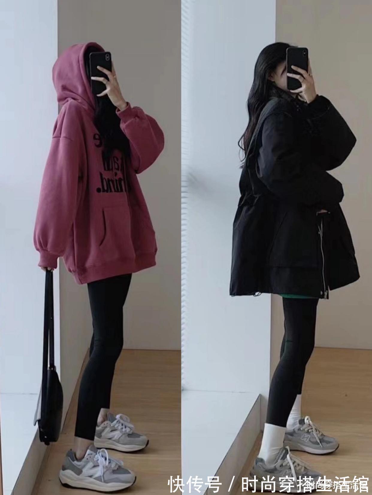 鲨鱼裤|羽绒服下面不一定配裙子,现在流行这样穿,时髦保暖,冬季穿很美