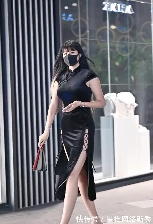 女性|纯黑色的旗袍造型，流露出几分女性的高冷