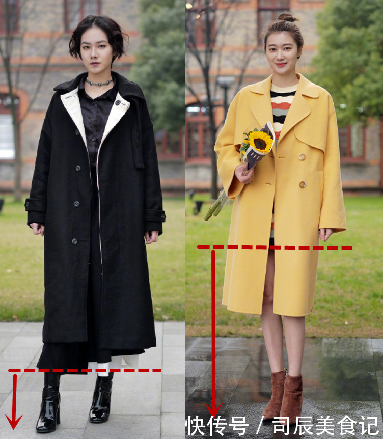 长大衣下面不一定穿裤子,今年冬天流行这样穿,优雅知性提气质