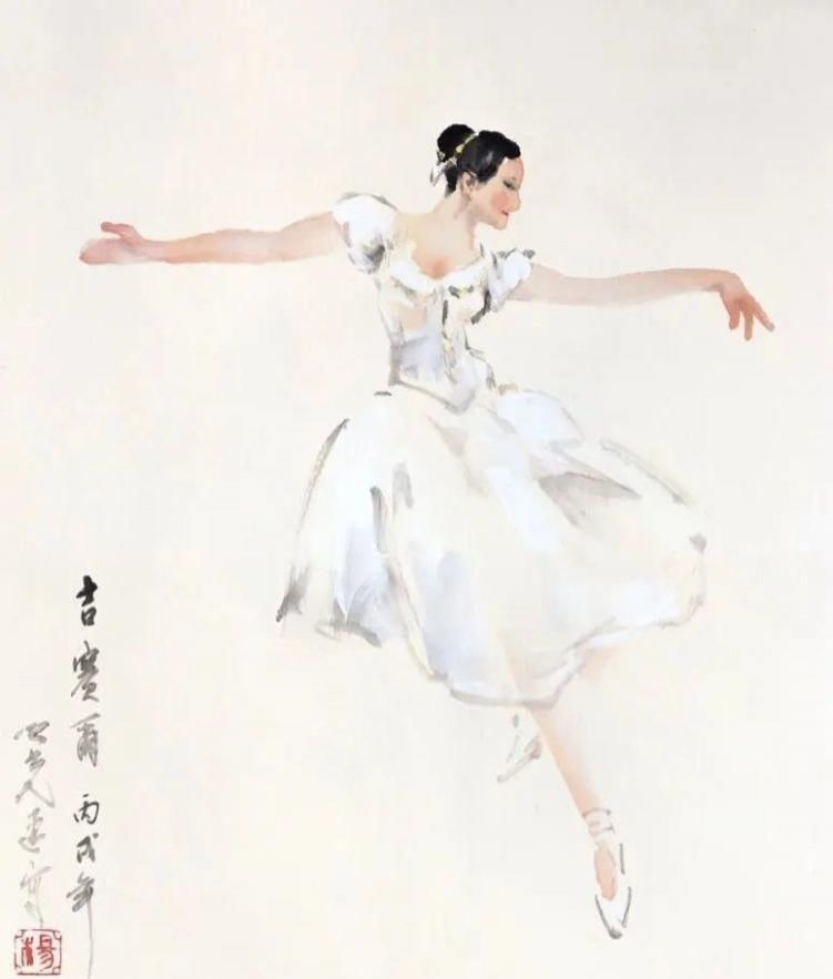 先生#杨之光先生是用笔墨直接写出的人物画,更加追求朦胧的动态美