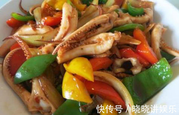 美食推荐酱香鱿鱼、彩椒炒肝、麻婆豆腐、香芹炒粉丝的做法