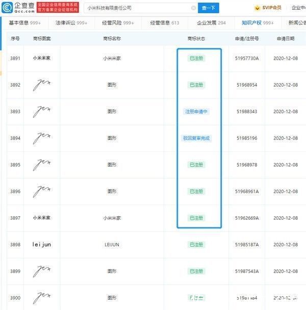 商标|jex 小米申请雷军签名商标获批