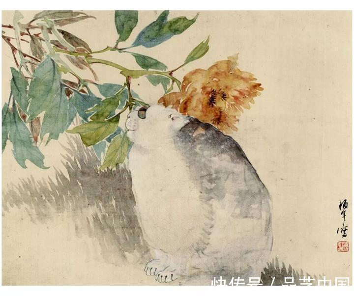 吴昌硕@任伯年的小品,色感十足