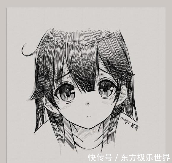 排线|教你手绘一张萌萌的动漫少女 喜欢针管笔排线的来啦