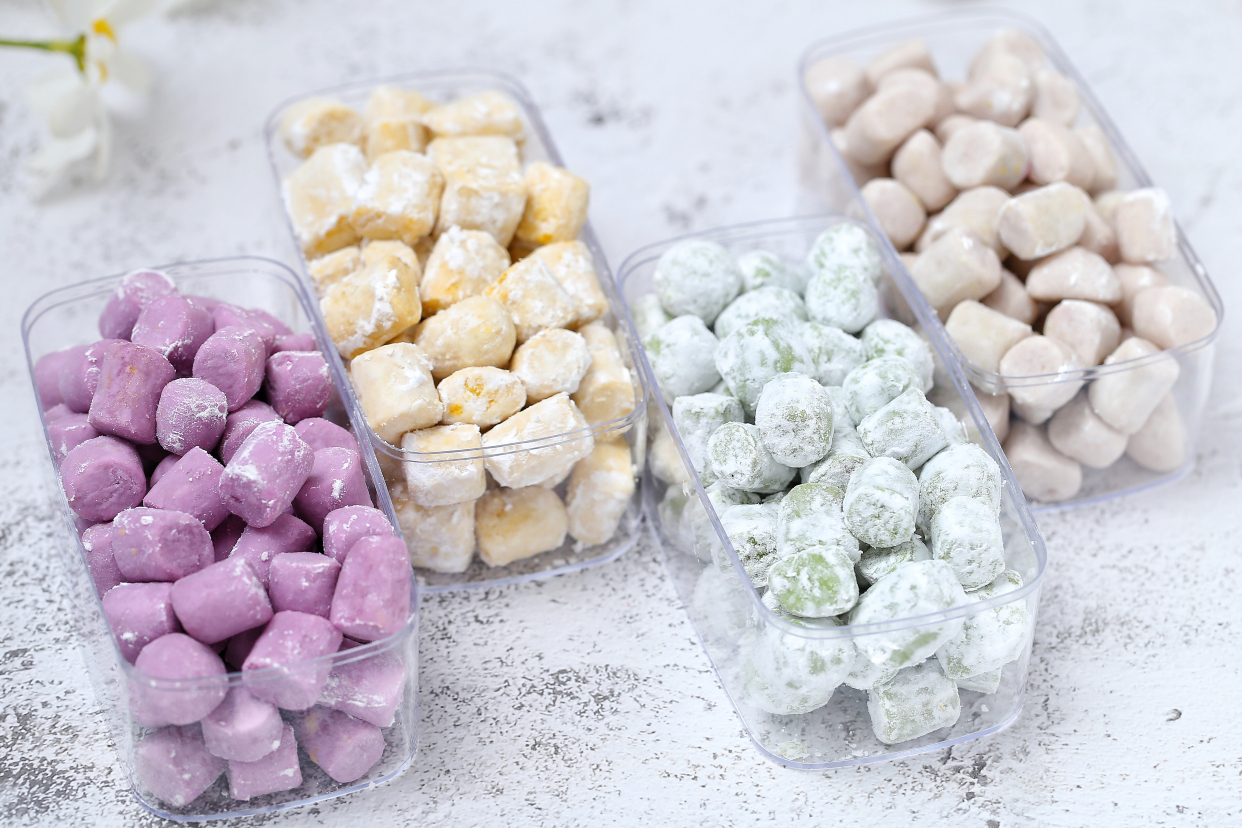 自制手工芋圆，四种颜色零添加，Q弹营养又简单，夏日必备小甜品