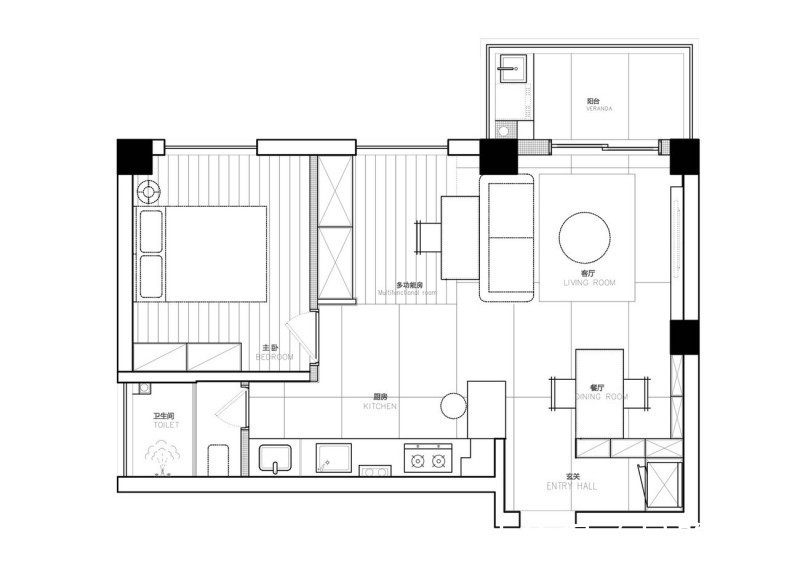 墙地砖|50平现代风二居室，设计师侧重生活，以简约的手法勾勒空间