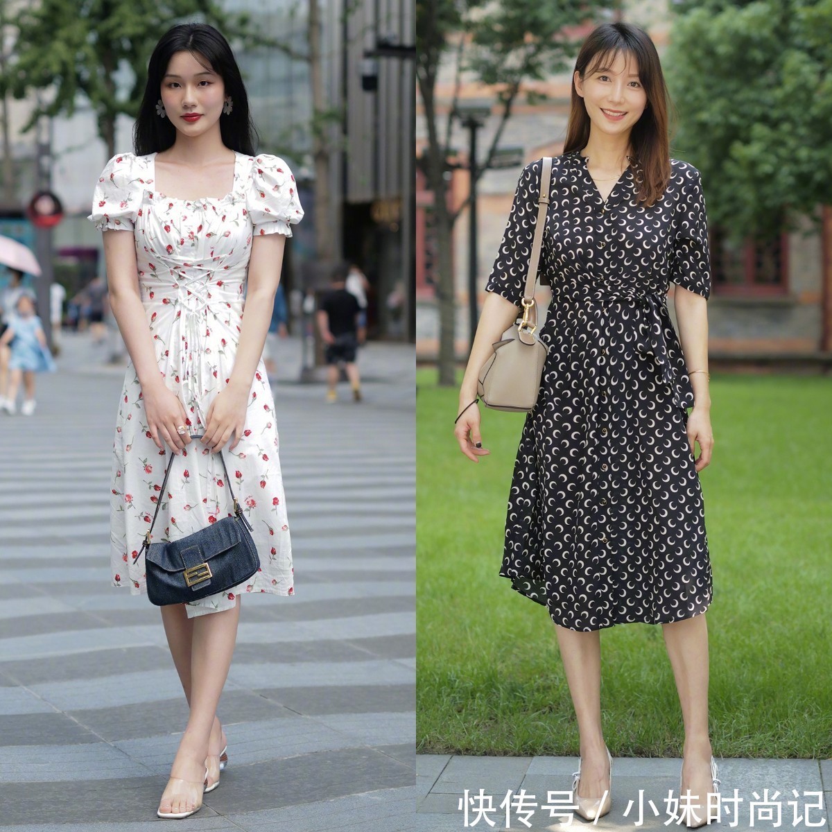 连衣裙|穿“连衣裙”该怎么搭配鞋子?学学街拍达人的穿搭技巧