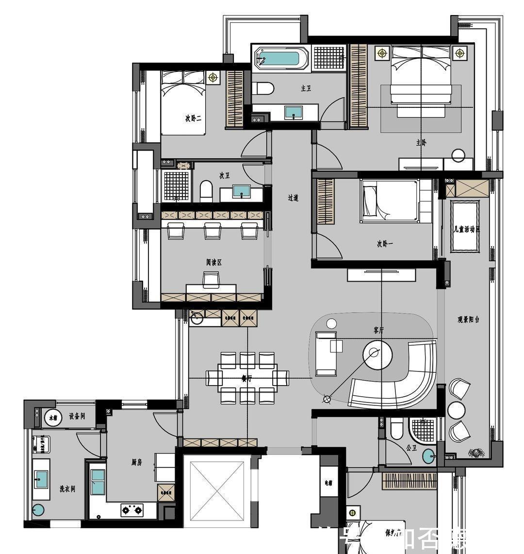 通透|200平的现代四居室,注重空间共享和沟通,打造极简的生活空间