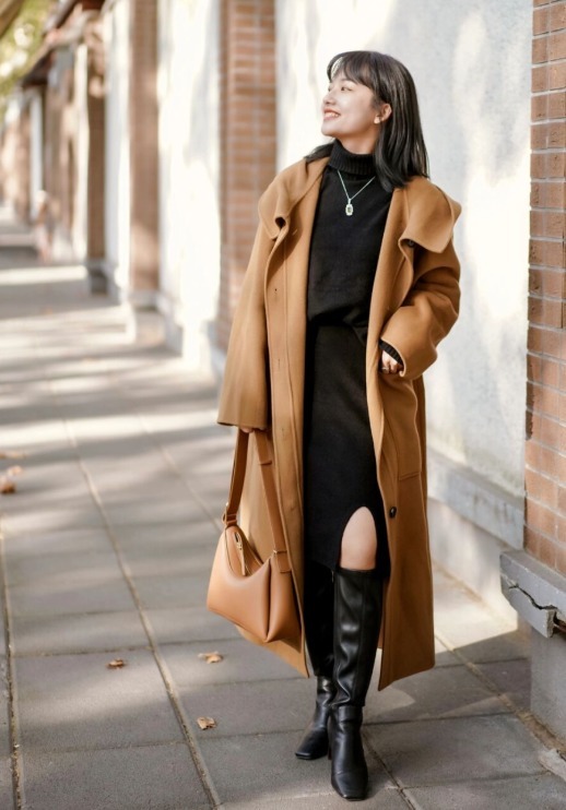 长筒靴|入冬不要乱穿了!大衣+长筒靴才惊艳!小个子也能hold住