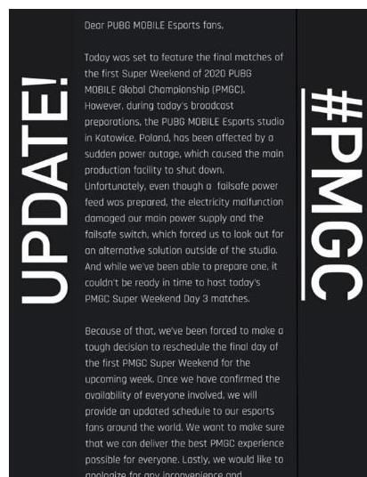 开创|和平精英：全球赛延期？PMGC开创先河，停电导致比赛延期