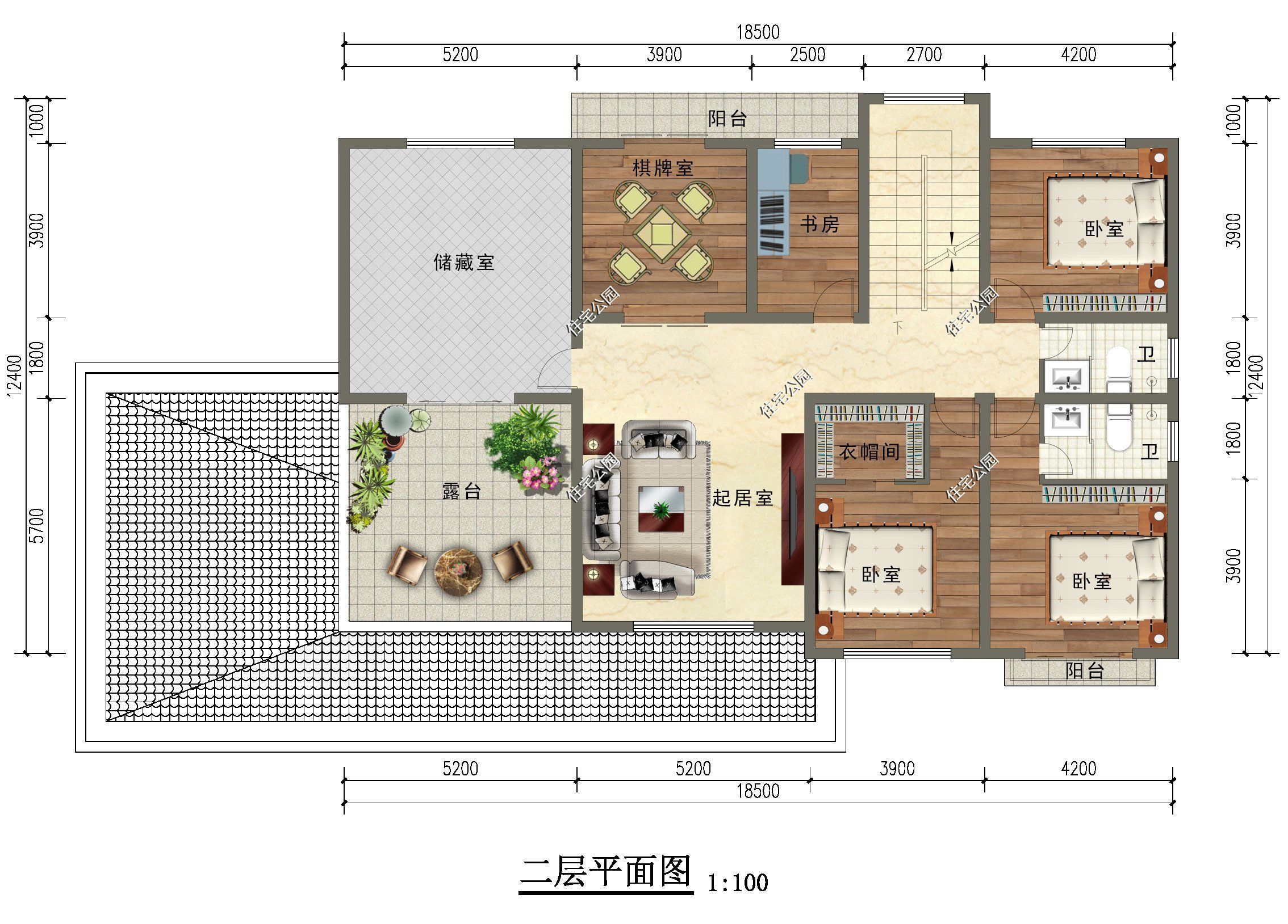 观景台|18×11米大面宽舒适住宅，堂屋搭配观景台，带你享受美好生活