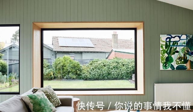 现代|幸福的四口之家，一扇生动记录风景的窗，草绿色的客厅，人人羡慕！