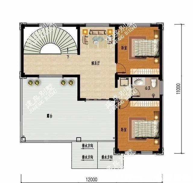 外墙面|4栋12×11米农村别墅,前三栋客厅挑空设计,两层也够大气!