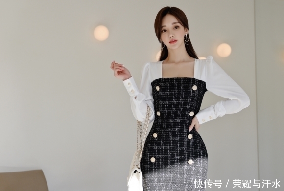 美人图鉴孙允珠:晶莹钻黑镶白竖扣灯笼袖衣裙