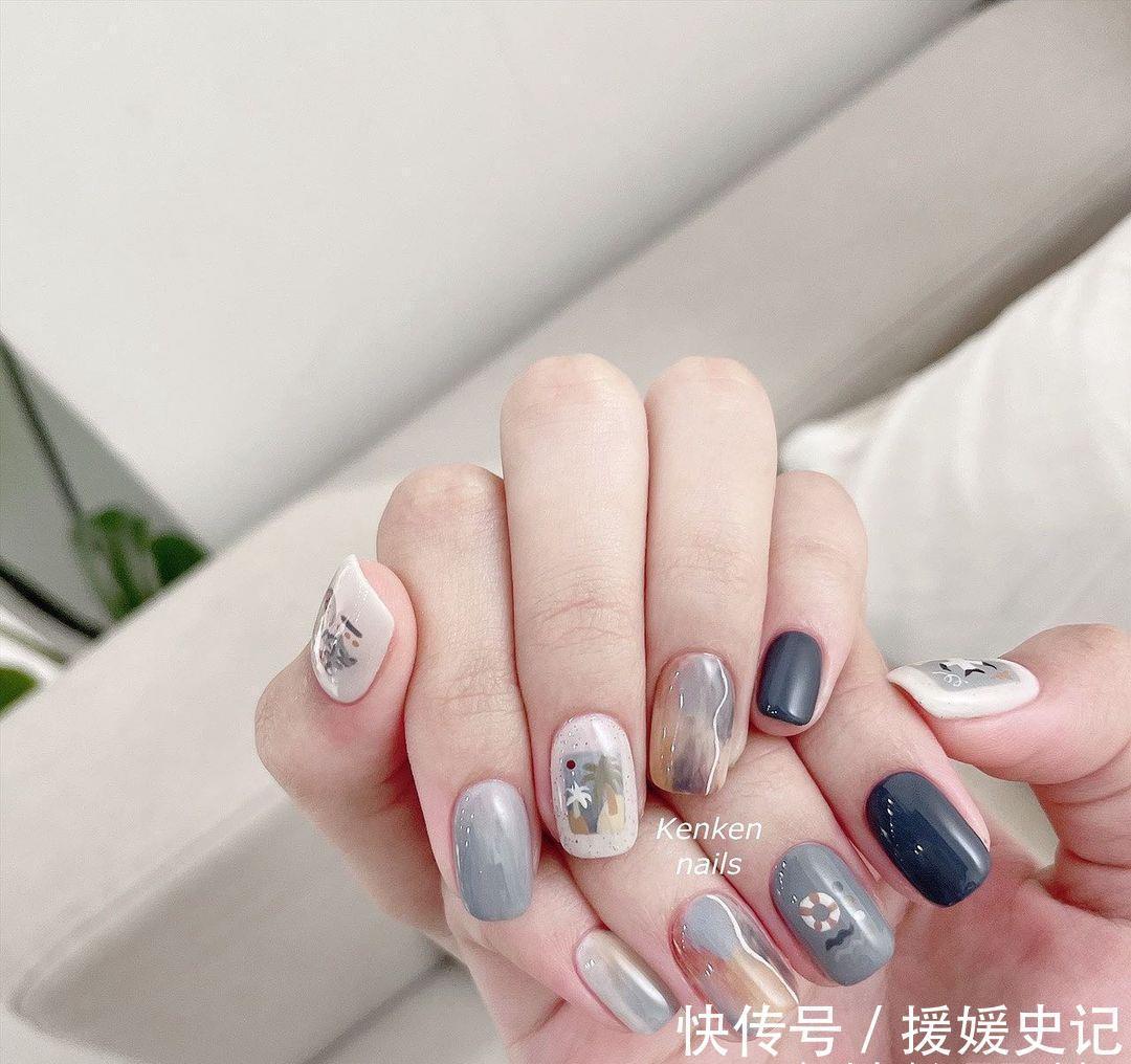 夏日|指甲也要清凉一下!2021「夏日美甲」图鉴,显白温柔款式都在这!