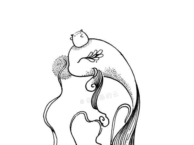 花瓣#用两支中性笔,画一幅线描画,过程简单易上手