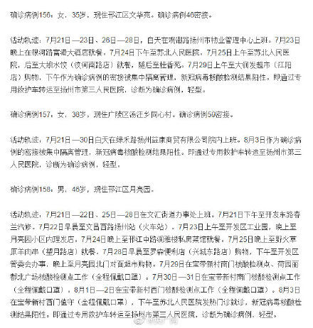 详情|江苏扬州36例确诊病例行程轨迹详情公布