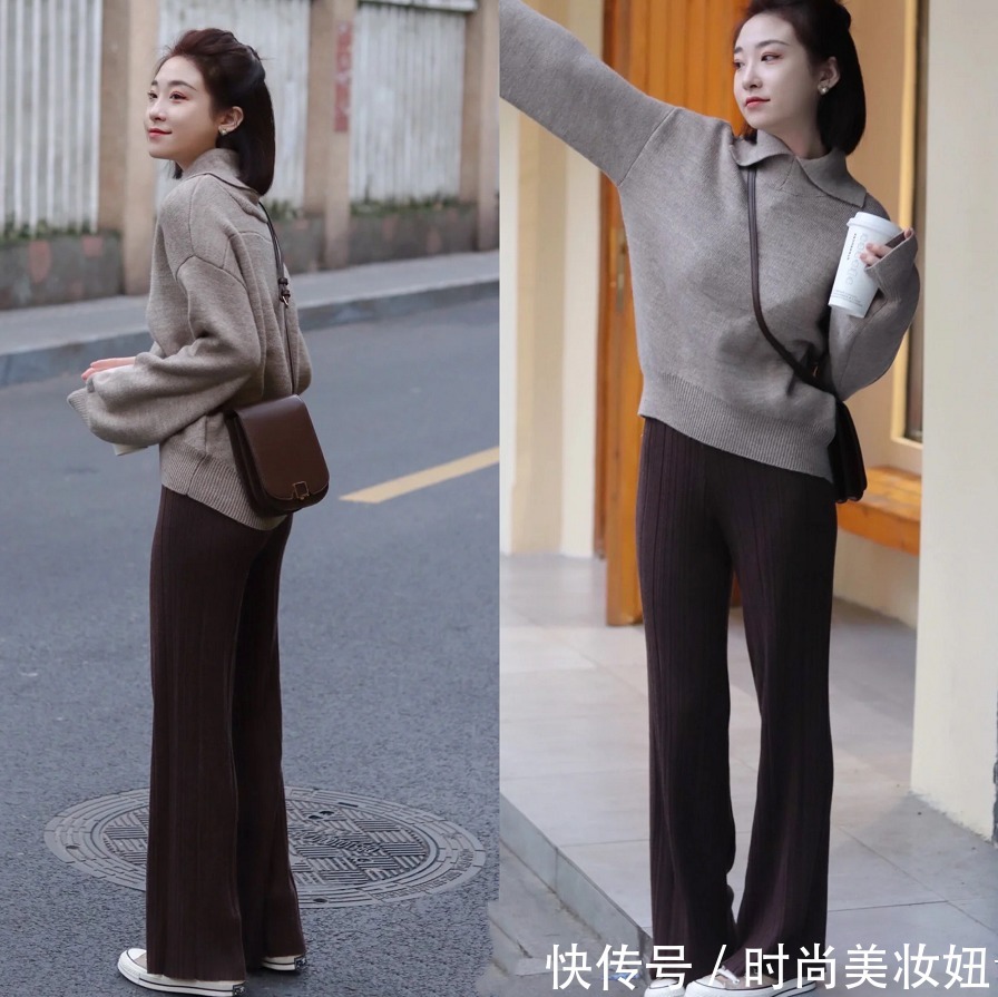 通身 “针织衫+阔腿裤”更有气质,借鉴这4种穿搭术,穿出高级时尚感