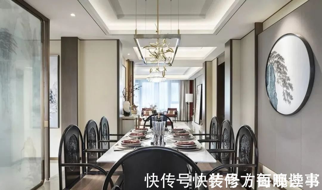 装修设计|150平新中式装修设计,一进玄关就被迷住了,清雅客餐厅,更是惊艳!