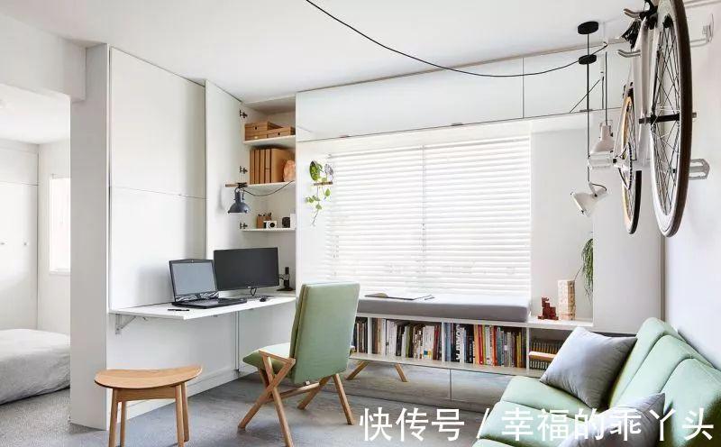 木饰面|35㎡迷你小宅,定制柜解决全屋收纳,还有隐形餐桌!