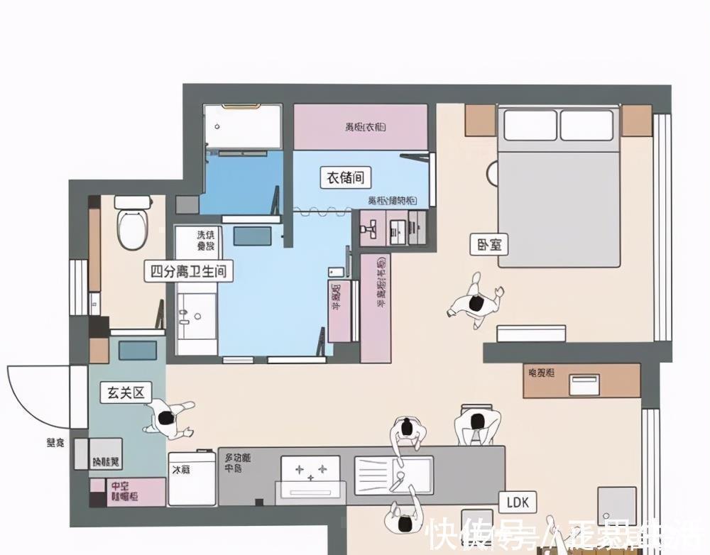 惬意|夫妻45平小家,有大衣帽间、四分离卫浴,舒适惬意的生活好羡慕