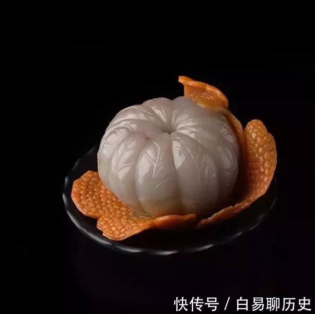 橘子#这些玉石雕刻的水果,太逼真了,我都流口水了!