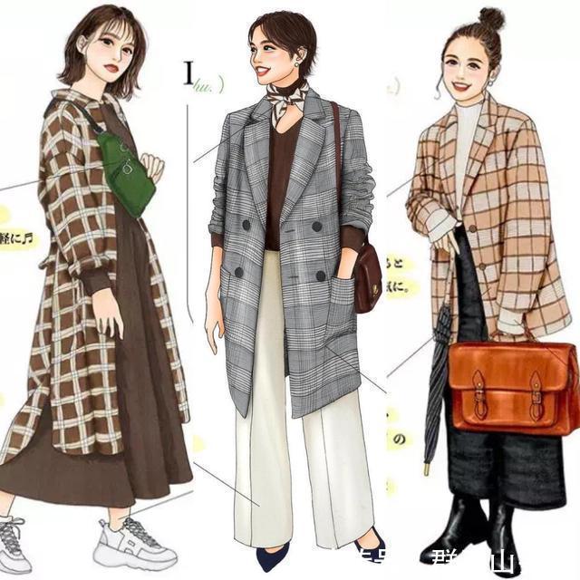 日本插画师秋冬手绘穿搭，时髦又实用，每一套都是穿搭范本