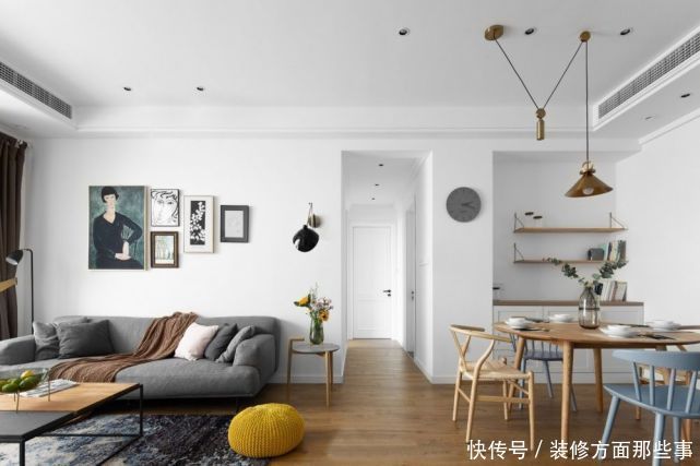 装饰画|120㎡北欧风三居室,客厅电视墙连接吧台,时尚又创意十足!