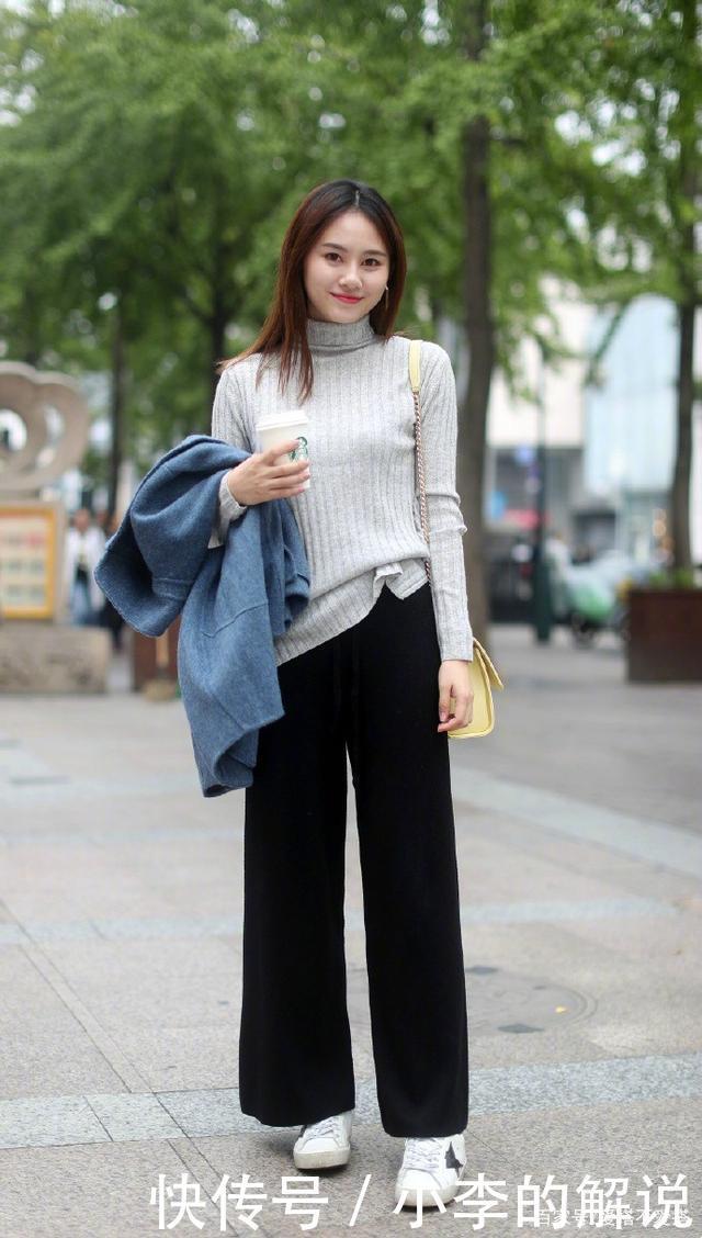 女人再懒也少用阔腿裤配卫衣,现流行“毛衣+阔腿裤”,保暖好看