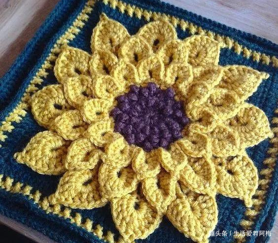 毛线钩针编织向日葵合集，DIY手工编织附图解教程