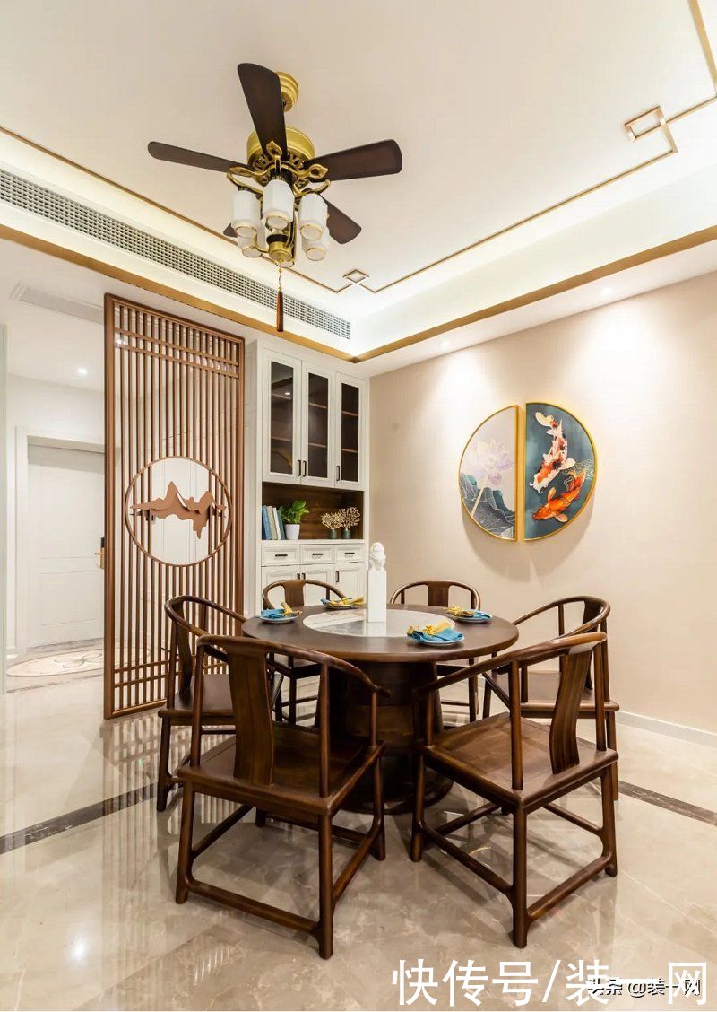 背景墙|170平米新中式风装修，客餐厅一体化，尽显东方雅韵