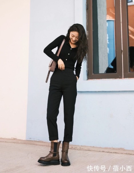 九分裤 微胖女生别乱穿裤子,小黑裤才最适合你,配毛衣、西装都很时髦