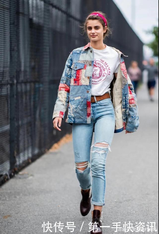 建议女人今年秋冬穿牛仔衣，配上“一抹红”，解锁全新时髦感