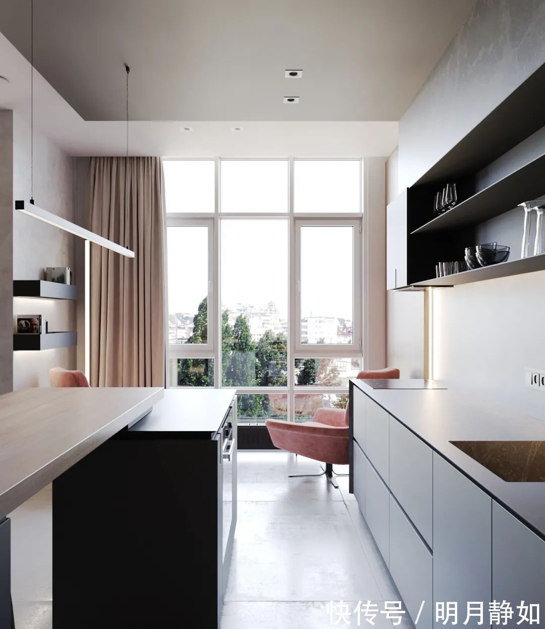 深灰色|180㎡现代简约,满屋的高级灰,橘粉色的点缀,低调时尚好高级