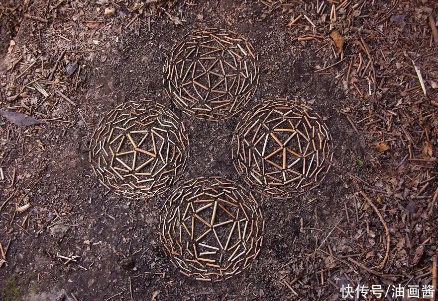 詹姆斯|艺术家用石头和树叶“作画”,网友直呼:太解压,治愈强迫症