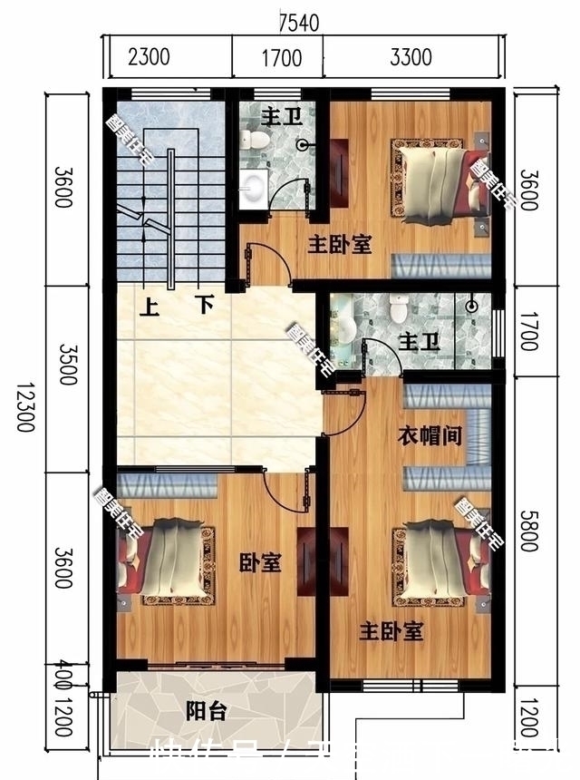 农村|75×124米农村别墅，平屋面设计+小院子，现代感很浓