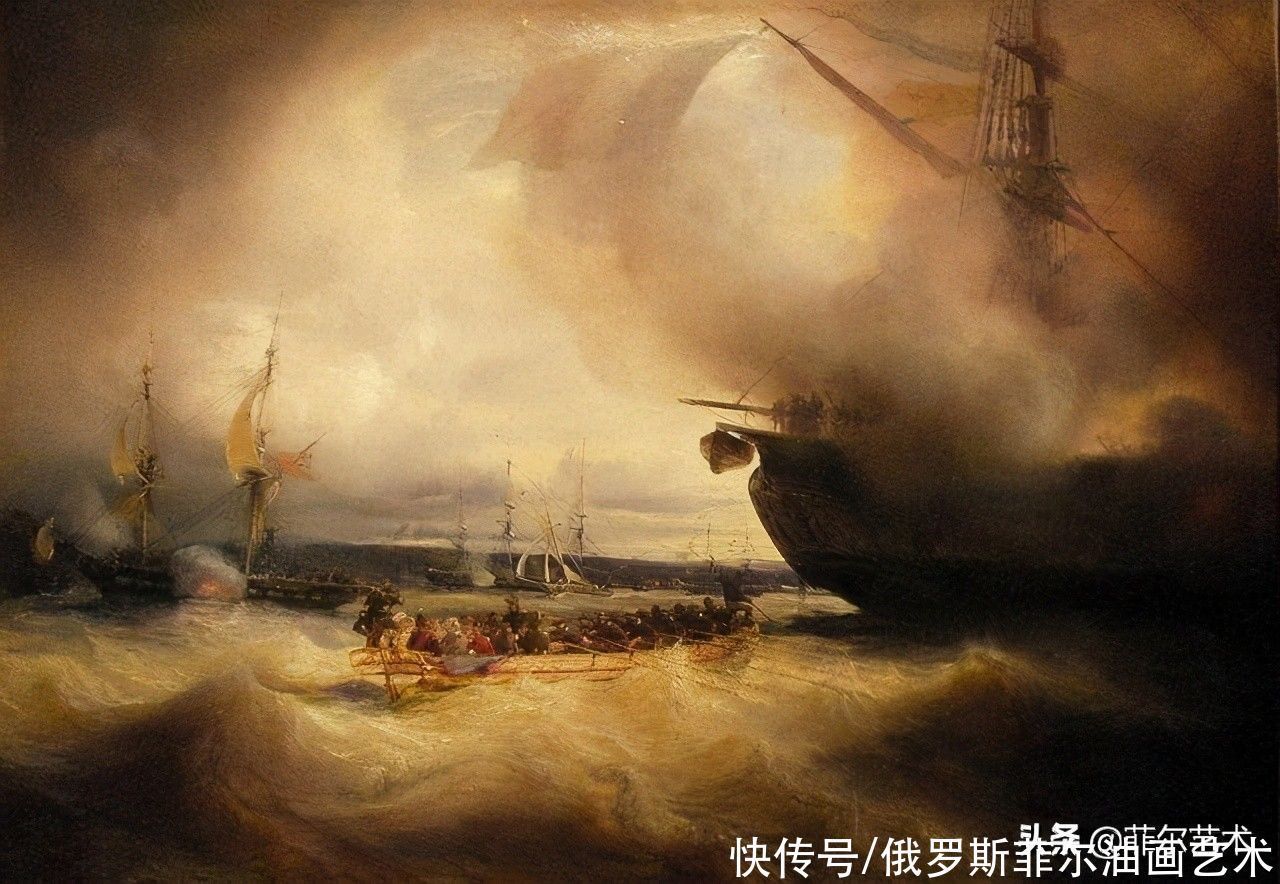 浪漫主义！法国画家让·安托万·西奥多·德古丁海战、海景油画艺术作品欣赏