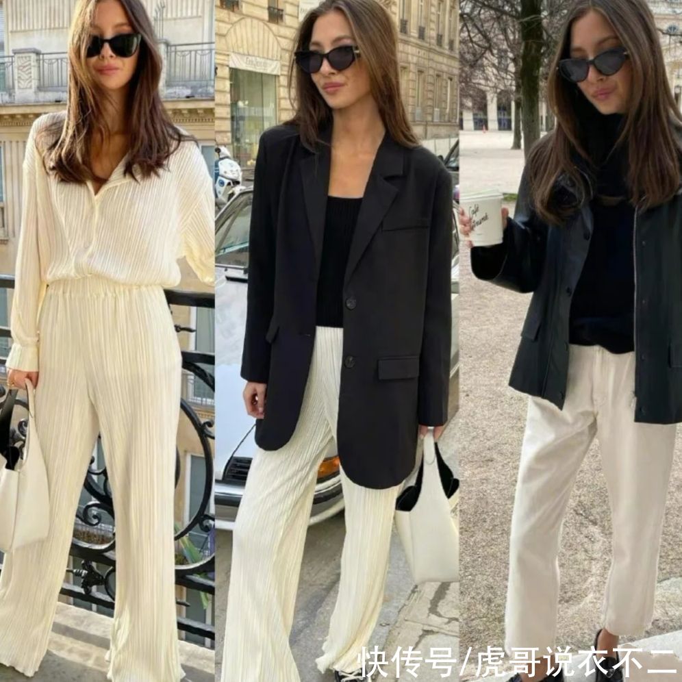 谁说春夏穿黑白色显老气？她靠黑白搭配成赢家，简约优雅又高级