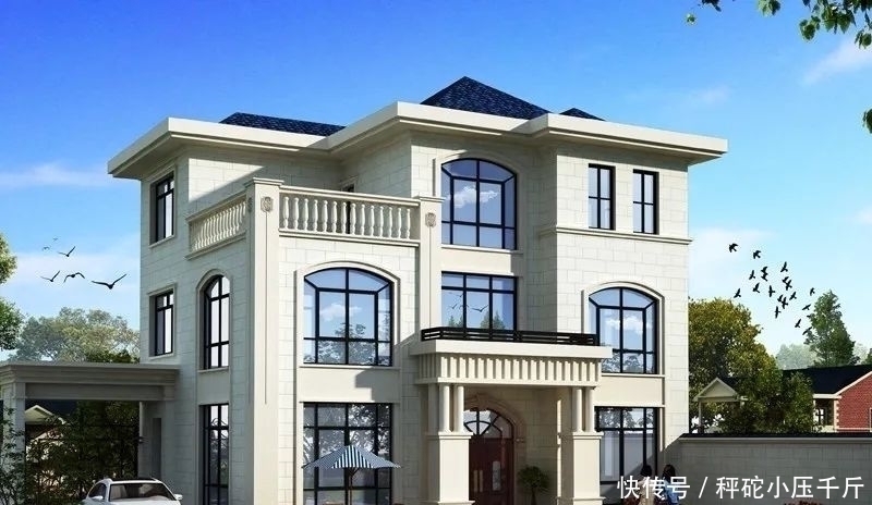 别墅|农村自建三层别墅，面宽不到13米，挑空客厅外加车库，经典又时尚