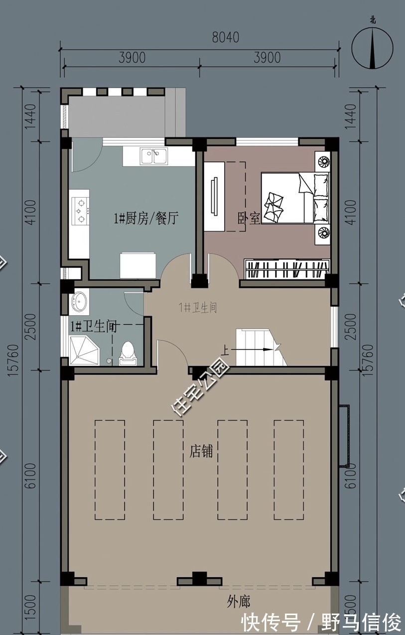 玄关|临街面宽10.2米,进深14-18米,该怎么设计二层建房?