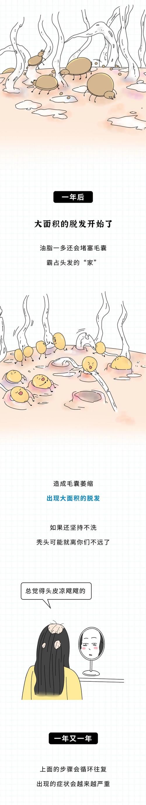 一个人如果一辈子不洗头会怎样？一组图告诉你，终生不洗头的结果