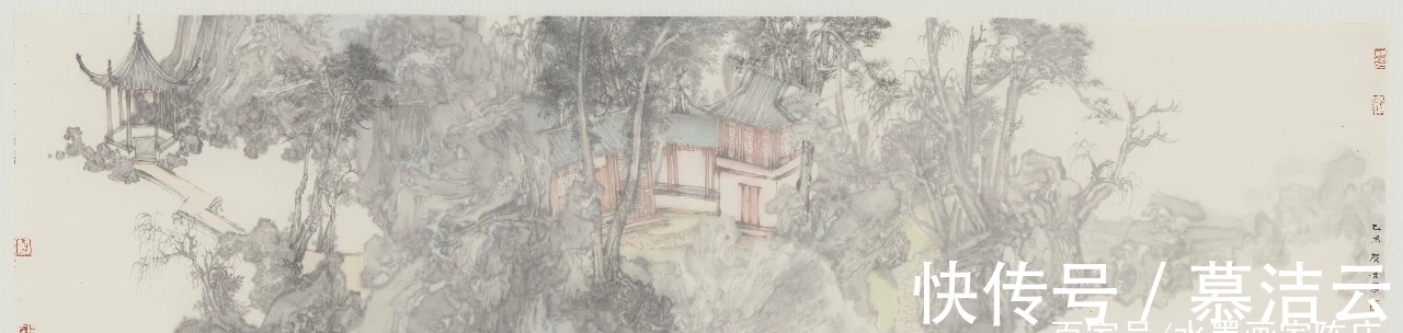 中国艺术$贺喜水墨山水画,以传统的笔墨现代的构成,奏出超脱尘世间的梵音