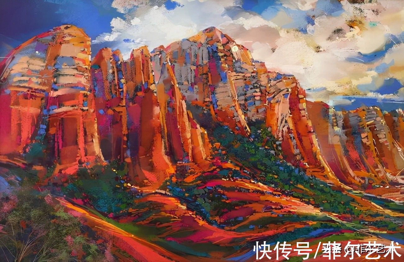 mich美国画家迈克尔风景油画作品用色大胆、明亮,传达出一种乐观精神