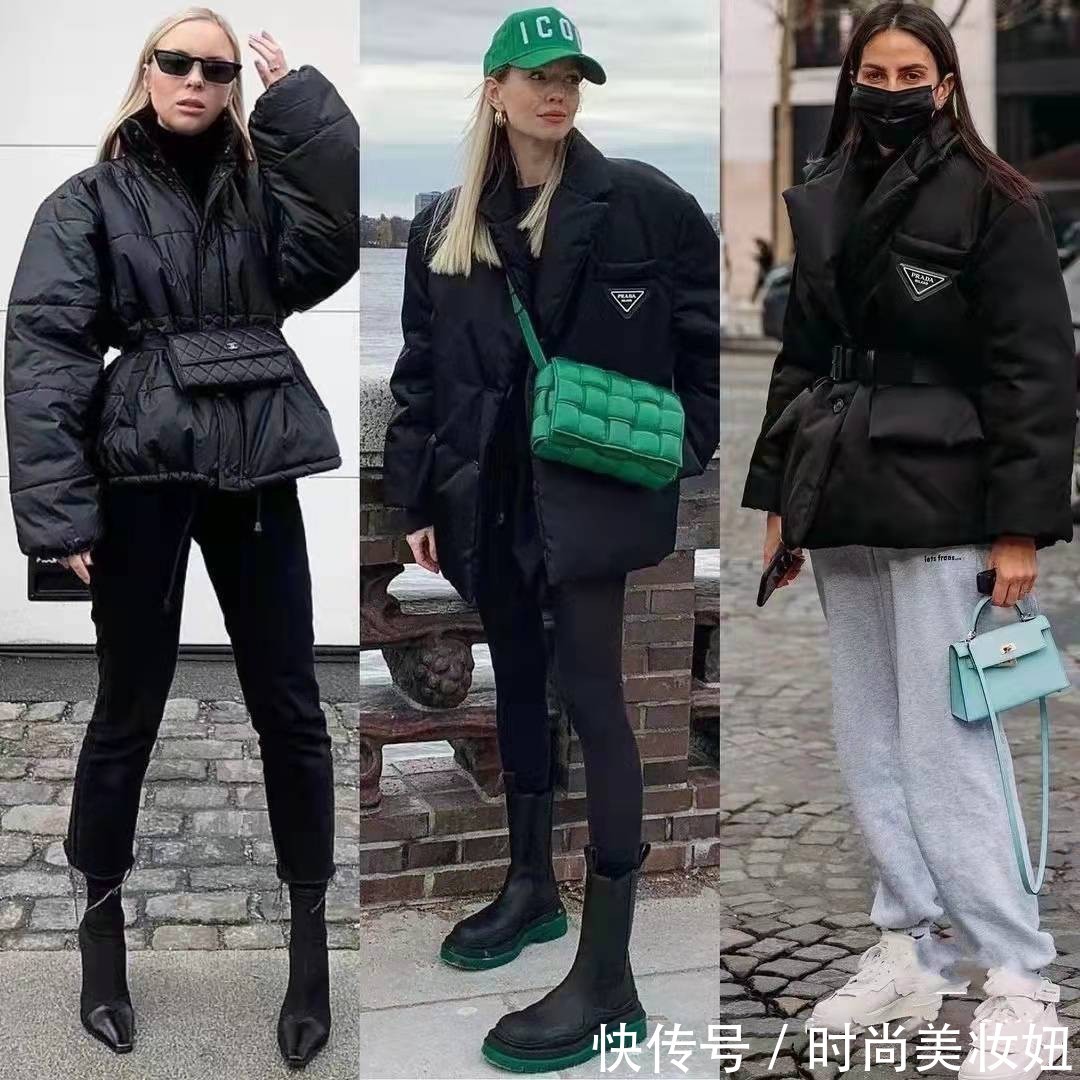 大长腿 “黑色羽绒服”原来可以这么洋气,普通人照着穿,时髦感翻倍