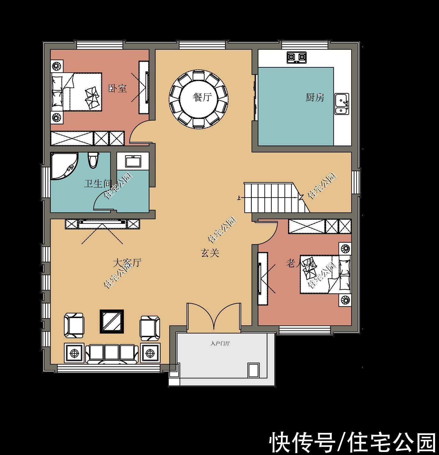 平面|分享10套带落地窗的别墅图,农村房子这么建,谁还稀罕去城里?