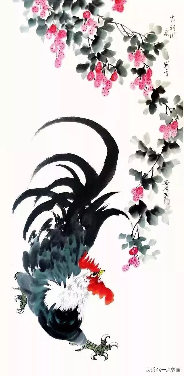 艺术家#这鸡，画得意趣横生，神韵独具，好神气