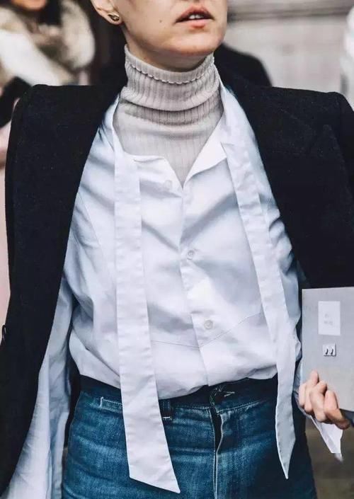 衬衫+毛衣，衬衫+高领=永不过时气质精！太美了！